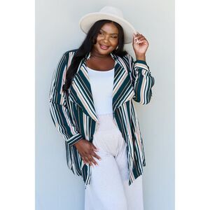 Oddi Full Size Multicolored Striped Cardigan In Multi Green